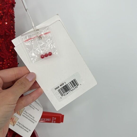 Mac Duggal Embellished Embroidered Beaded Plunging Mermaid Red Dress Gown Size 2 - Picture 12 of 15
